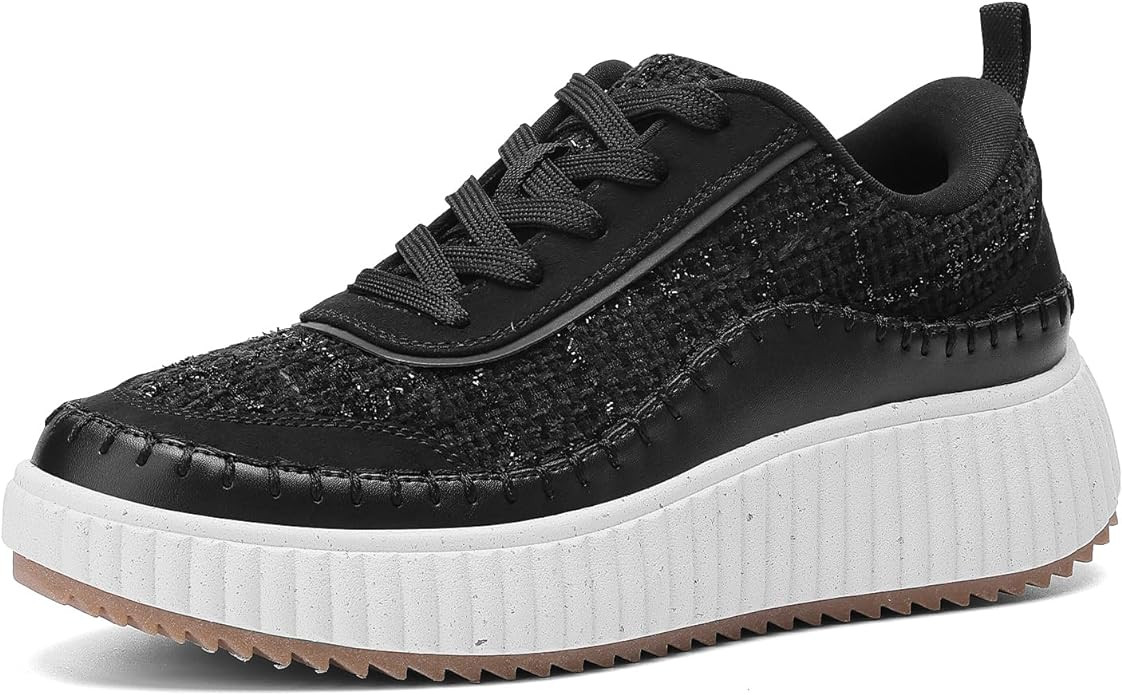 DREAM PAIRS Women Chunky City Tweed Comfortable Casual Platform Fashion Sneaker | Amazon (US)
