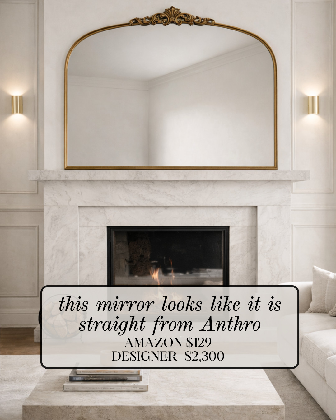 Must Have — ANTHRO LOOK MIRROR! This GOLD ORNATE MIRROR looks straight out of ANTHROPOLOGIE but it’s from AMAZON for around $129. The curved frame and vintage detailing instantly elevate a fireplace or entryway and give that HIGH-END, PARISIAN inspired look without the $2,000+ designer price tag.

#Amazon #TheHillaryStyle #AmazonHome #AnthroInspired #DesignerLookForLess #GoldMirror #LuxuryForLess #NeutralHome #StatementDecor #HighEndStyle 

 #LTKU #LTKOver40 #LTKHome