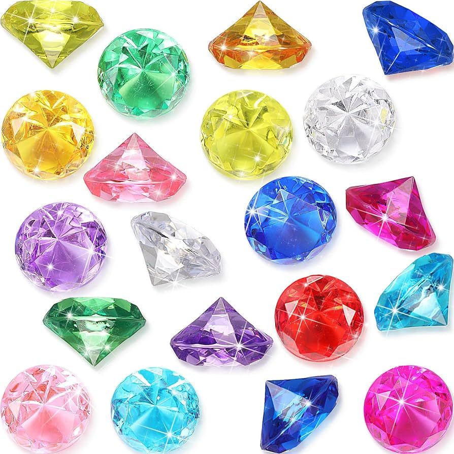 16 Pieces Diving Gems Pool Toys Large Acrylic Gems Big Diamond Gems Pirate Treasure Chest Summer ... | Amazon (US)