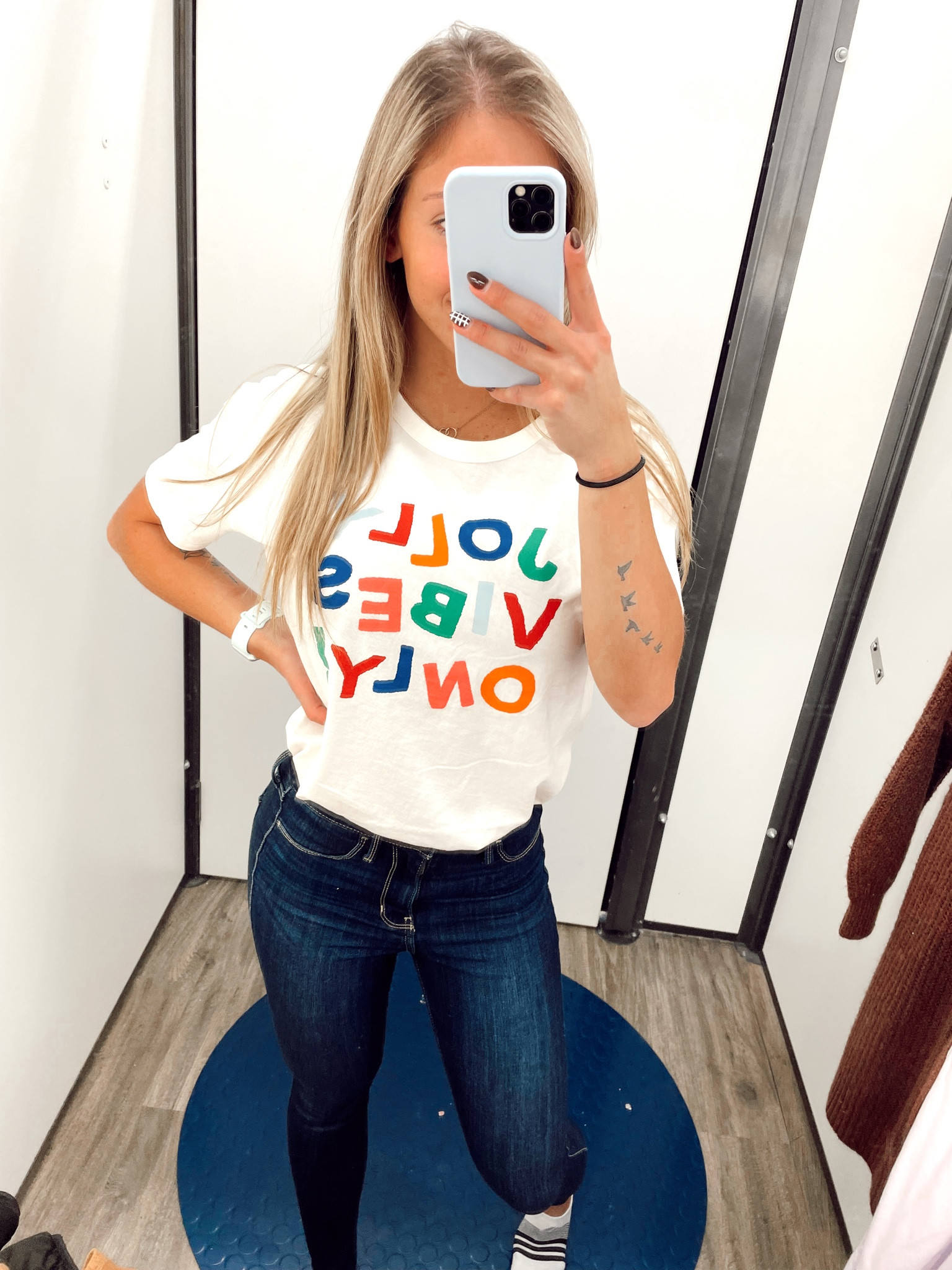 Jolly Vibes Only 🎄🤪 

T Shirt: medium 
Jeans: Petite 0 

#LTKHoliday #LTKSeasonal #LTKfit