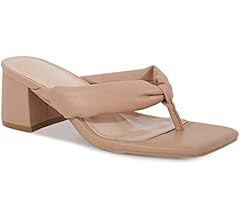 Trish Lucia Women's Split-toe Block Heel Slides Sandals Square Toe Slippers Casual Slip On Leathe... | Amazon (US)