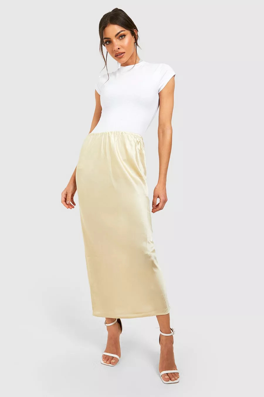 Satijnen Bias Cut Midaxi Rok | Boohoo.com (NL)