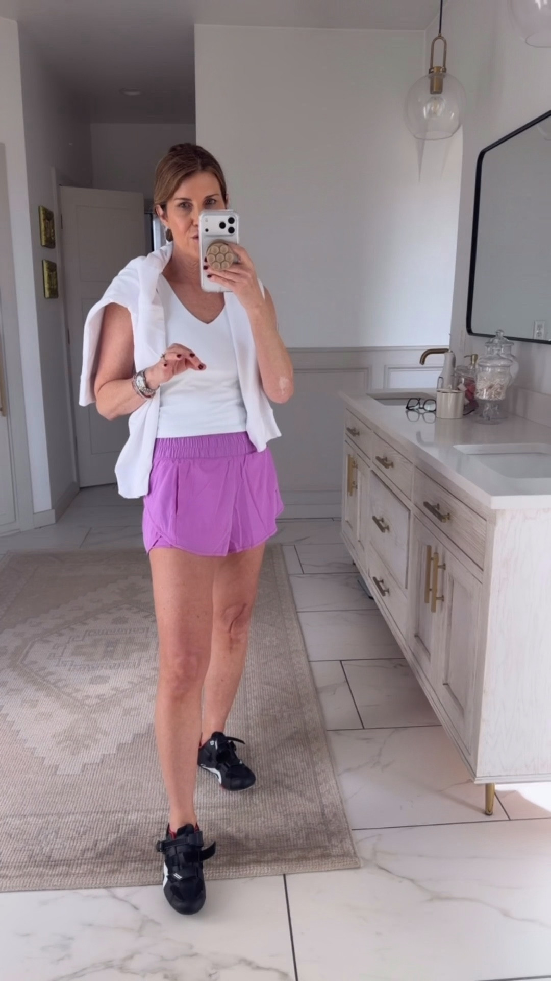 Wearing a medium running short and medium sports bra 

#LTKActive #LTKOver40