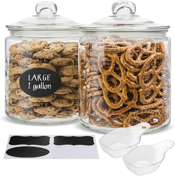 KooK Glass Kitchen Jars, Food & Cookie Storage Containers for Pantry, Bathroom Apothecary Caniste... | Amazon (US)