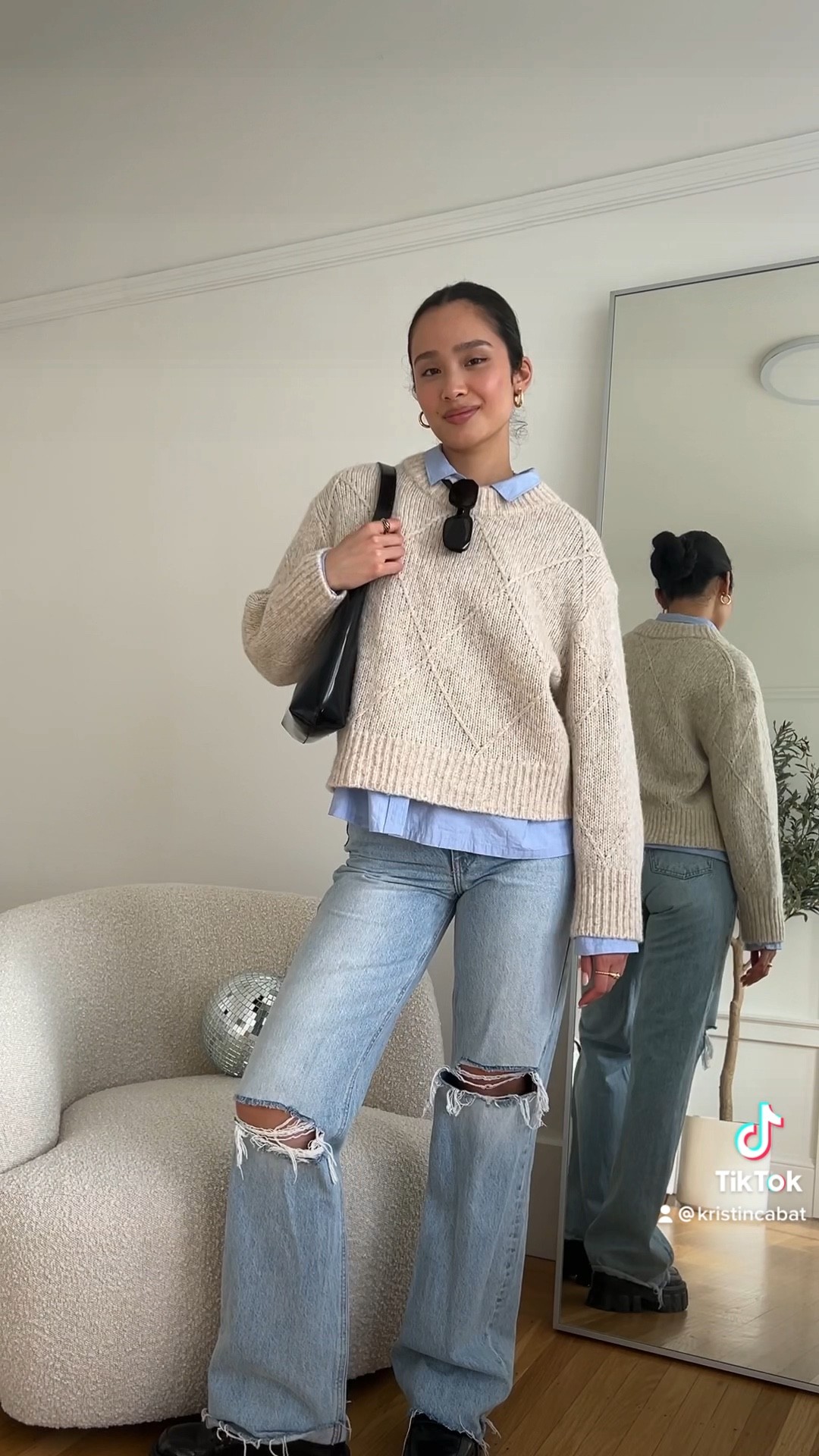 casual fall outfit 🤍

button up: everlane
sweater: everlane
jeans: zara
shoes: princess polly 
bag: by far/
sunnies: prada

#LTKSeasonal #LTKfit #LTKstyletip