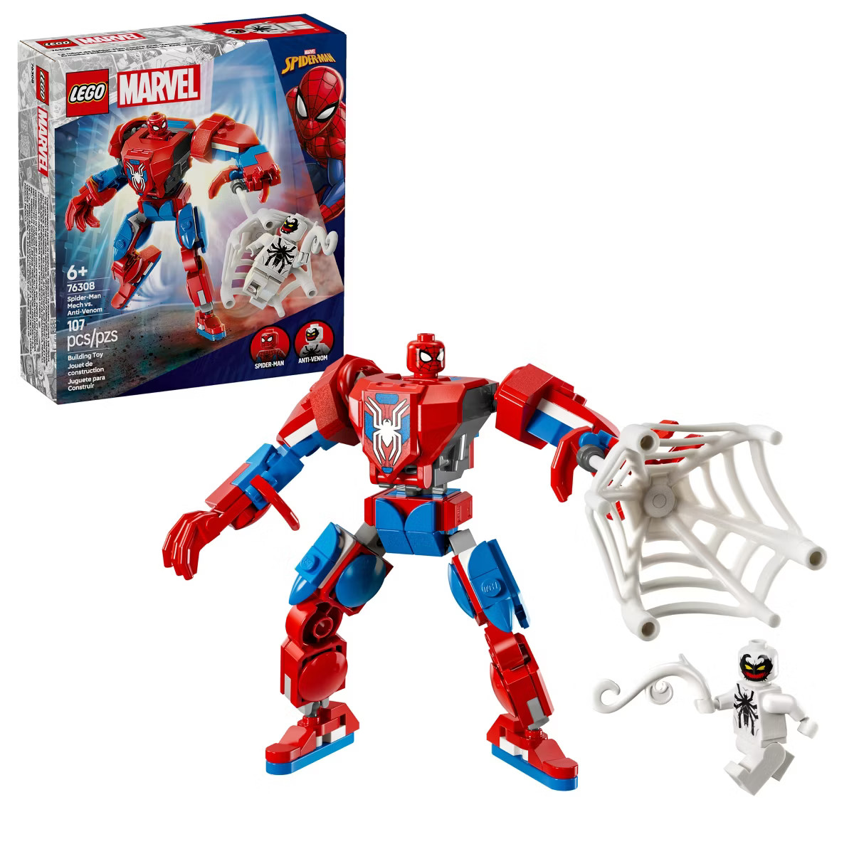LEGO Marvel Spider-Man Mech vs. Anti-Venom Building Toy Set 76308 | Target
