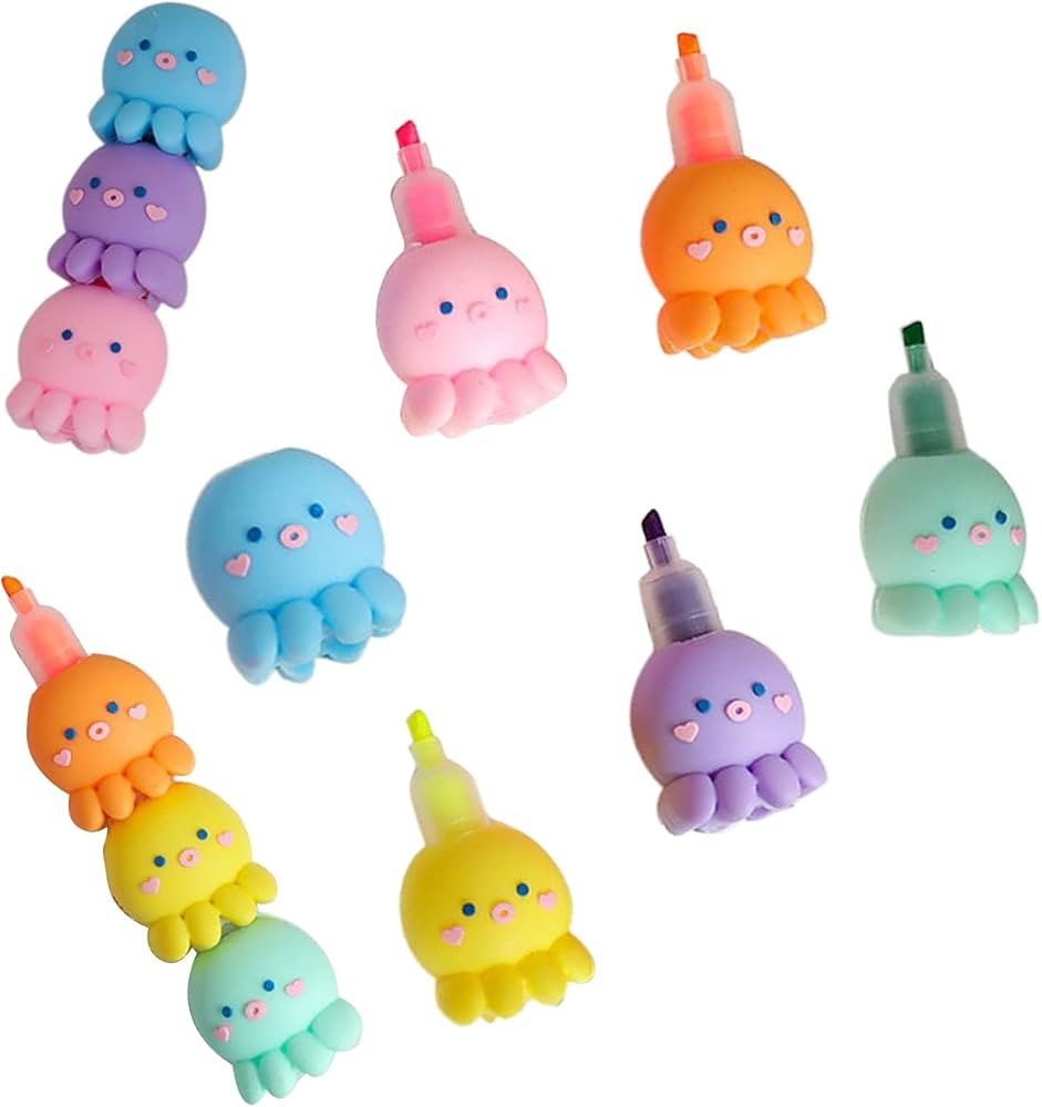 MBVBN 6 PCS Colorful Octopus Shaped Highlighter, Pastel Highlighter Set Cute Silicone Octopus Hig... | Amazon (US)