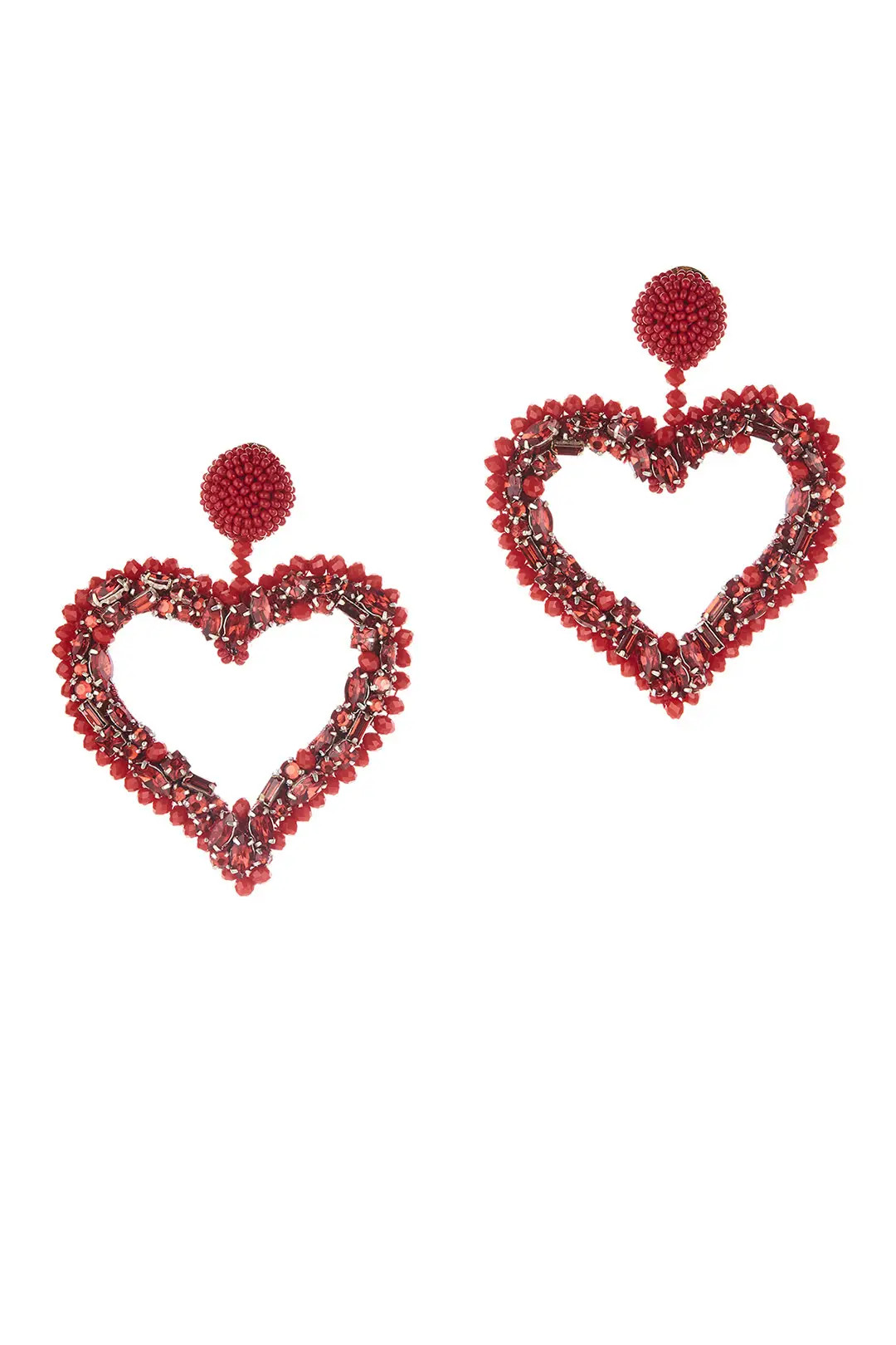 Oscar de la Renta Jeweled Heart Earrings | Rent The Runway