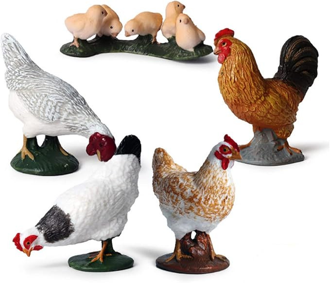 Farm Animals Figures, 5 Piece Simulated Farm Chicken Animal Statue Realistic Chicken Farm Animals... | Amazon (US)