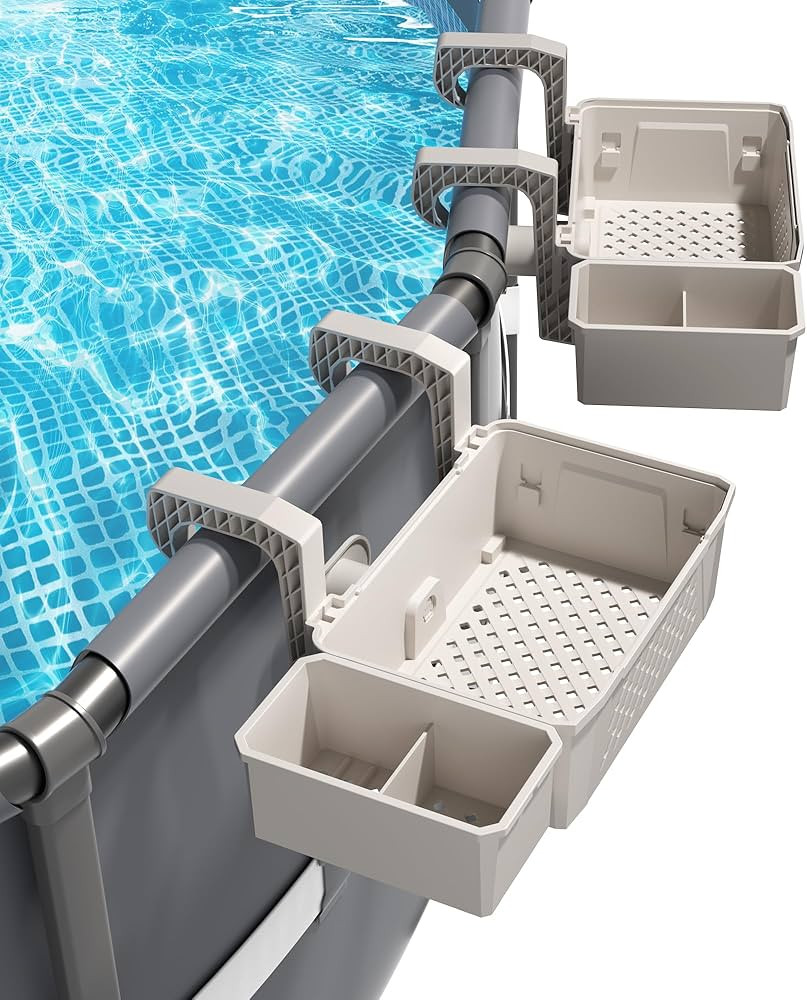 AquaJoyer 2 Sets of Poolside Storage Baskets with Cup Holders - Perfect for 3-Inch or Smaller Top... | Amazon (US)