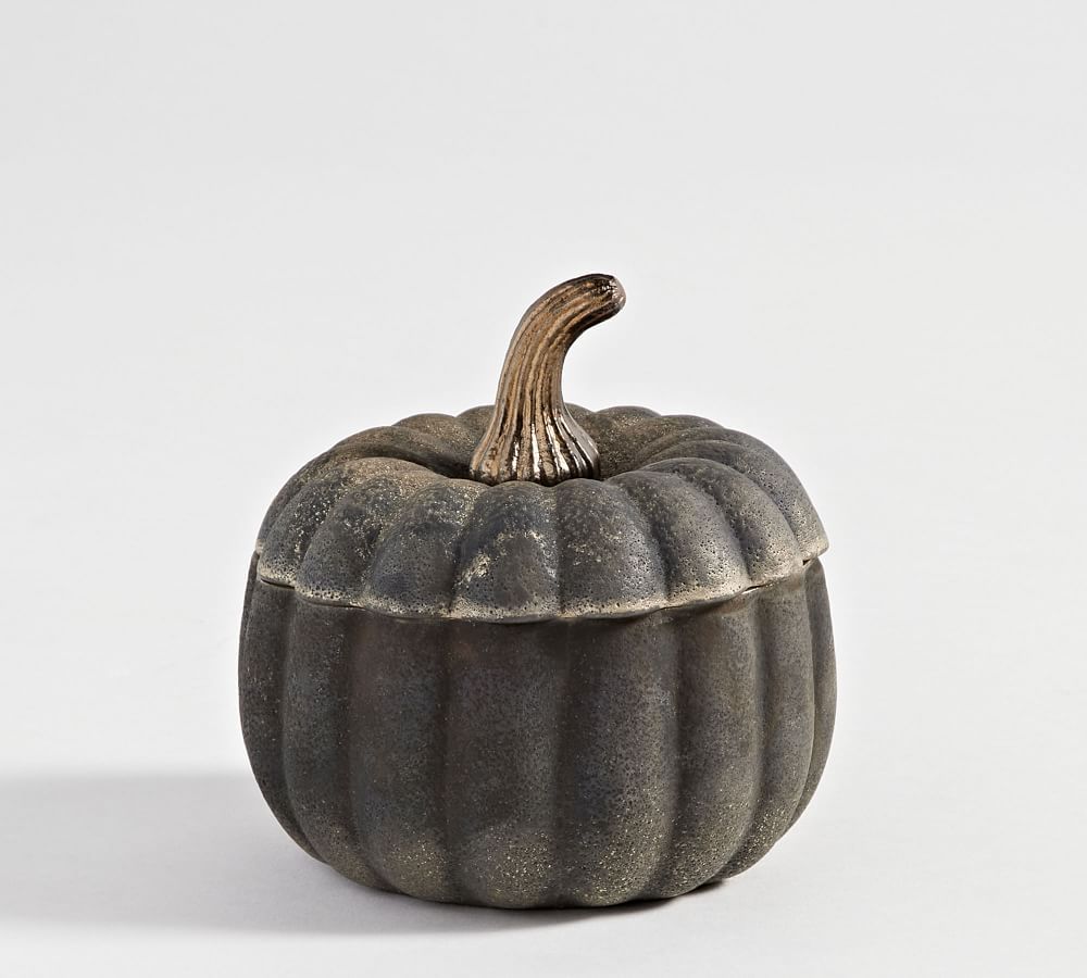 Pumpkin Lidded Recycled Glass Candles - Harvest Spice | Pottery Barn (US)