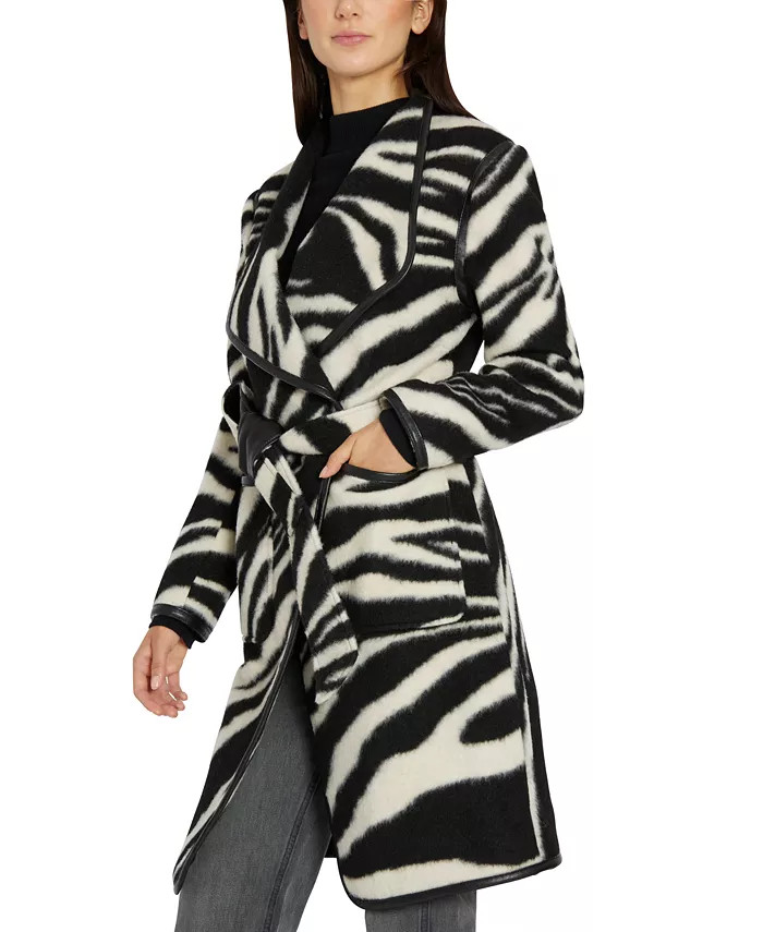 Women's Animal-Print Wrap Coat | Macys (US)