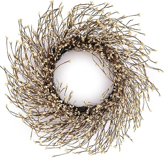 24 Inch Fall Wreath for Front Door with Large Grapevine, White Pip Berry Wreath for Fall Door Dec... | Amazon (US)