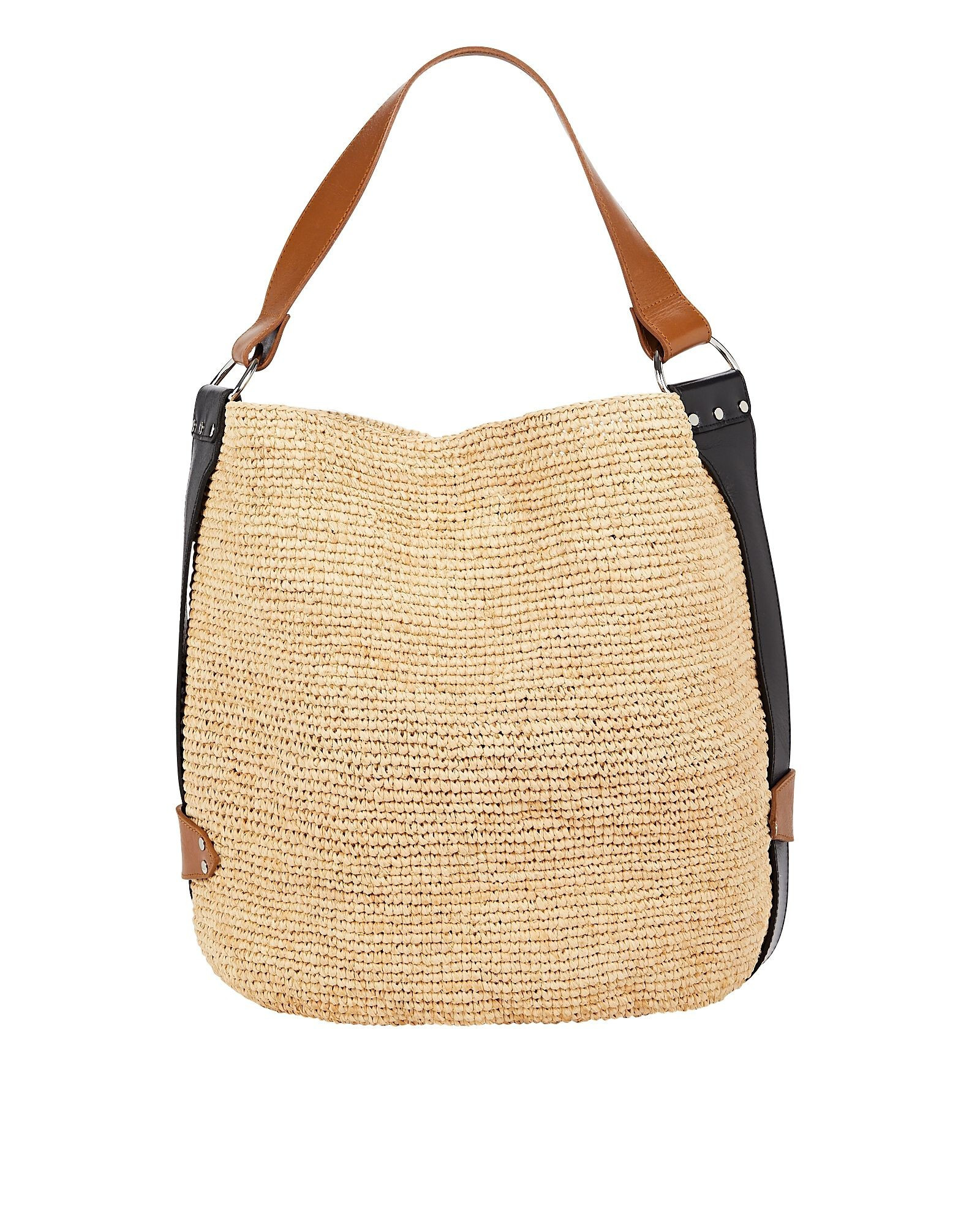 Bayia Leather-Trimmed Raffia Tote Bag | INTERMIX