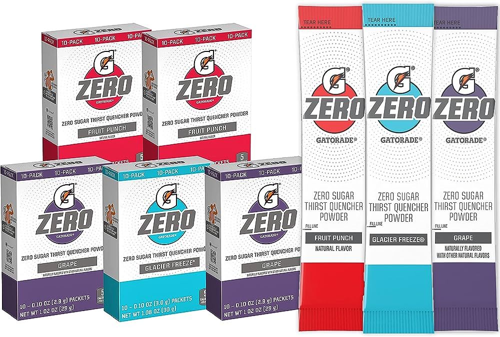 Gatorade G Zero Powder, Fruit Punch Variety Pack, 0.10oz Individual Packets - 10 Count (Pack of 5... | Amazon (US)