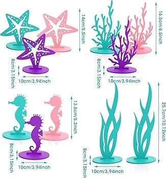 Prasacco 22 Pcs Mermaid Birthday Decorations, Felt Table Centerpiece DIY Under The Sea Party Deco... | Amazon (US)