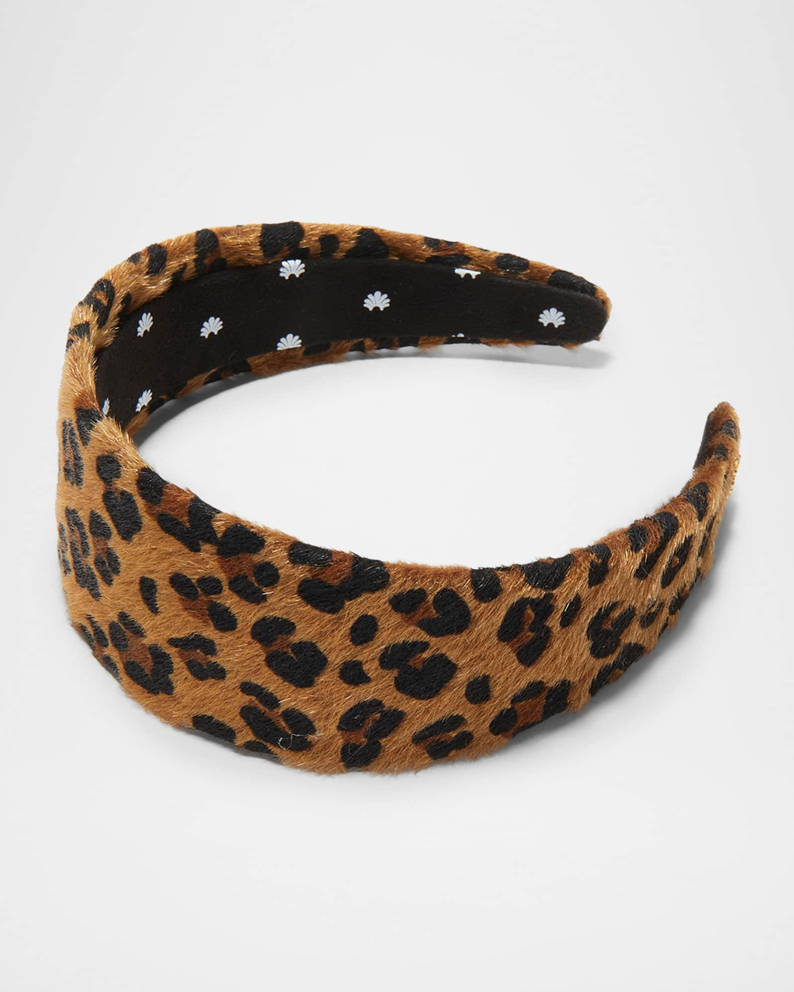Lele Sadoughi Brigitte Leopard-Print Faux Ponyhair Headband | Neiman Marcus