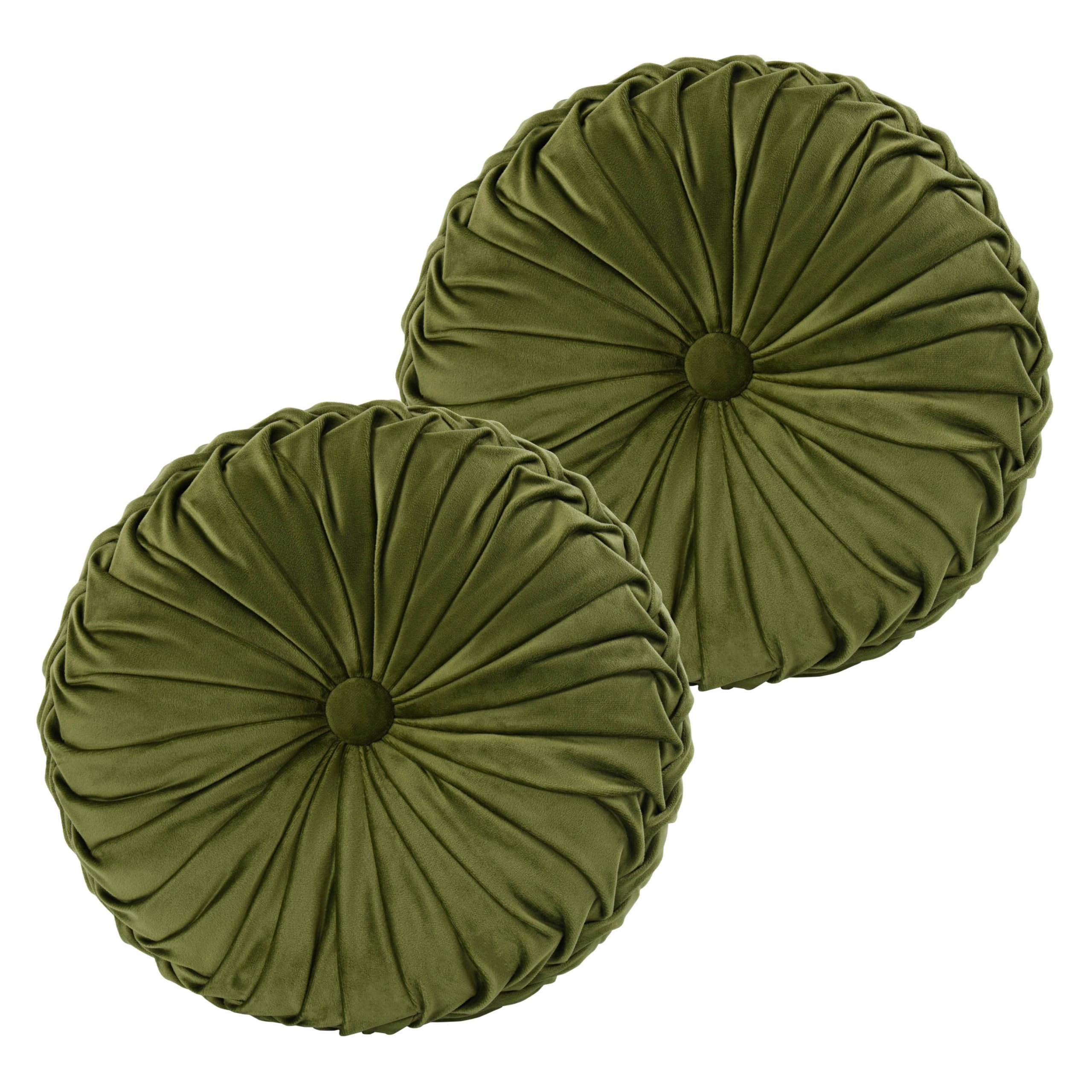 HIG Set of 2 Decorative Round Pleated Throw Pillows, Classy Accent Pumpkin Throw Pillows with Cen... | Amazon (US)
