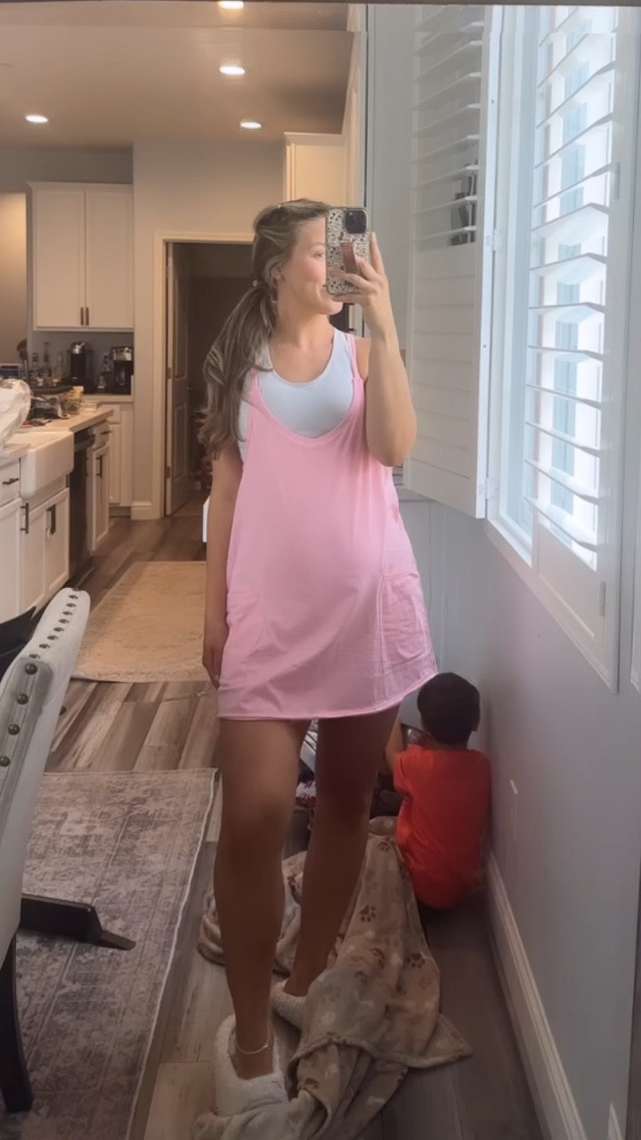 Free people hot shot dupe. Wearing a medium 5’9 and 24 weeks pregnant

#LTKFindsUnder100 #LTKBump