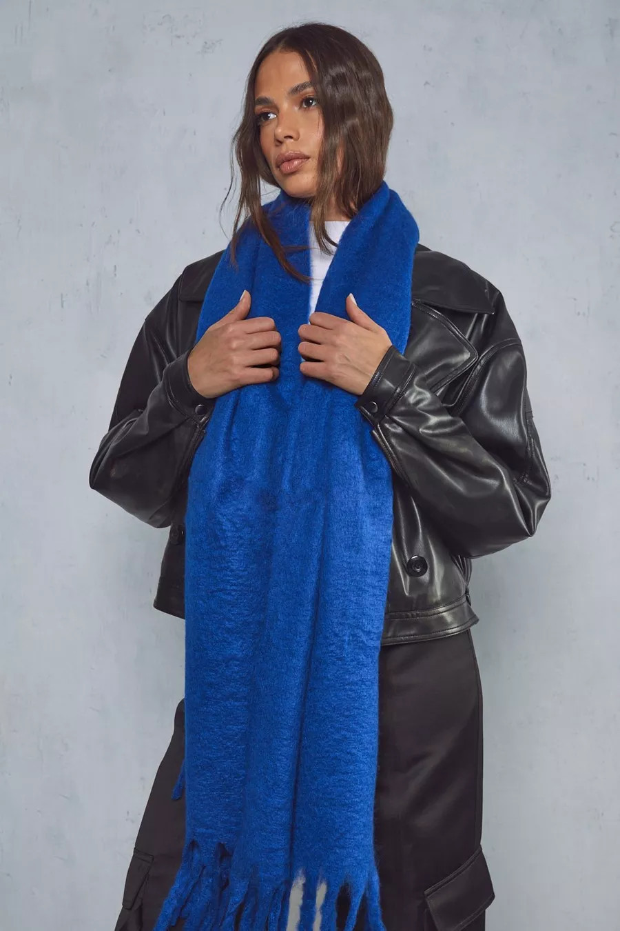 Oversized Fluffy Fringe Scarf | Boohoo.com (UK & IE)