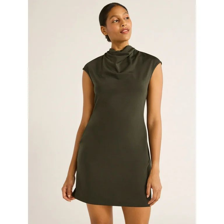 Scoop Women’s Ponte Funnel Neck Dress, Sizes XS-XXL - Walmart.com | Walmart (US)