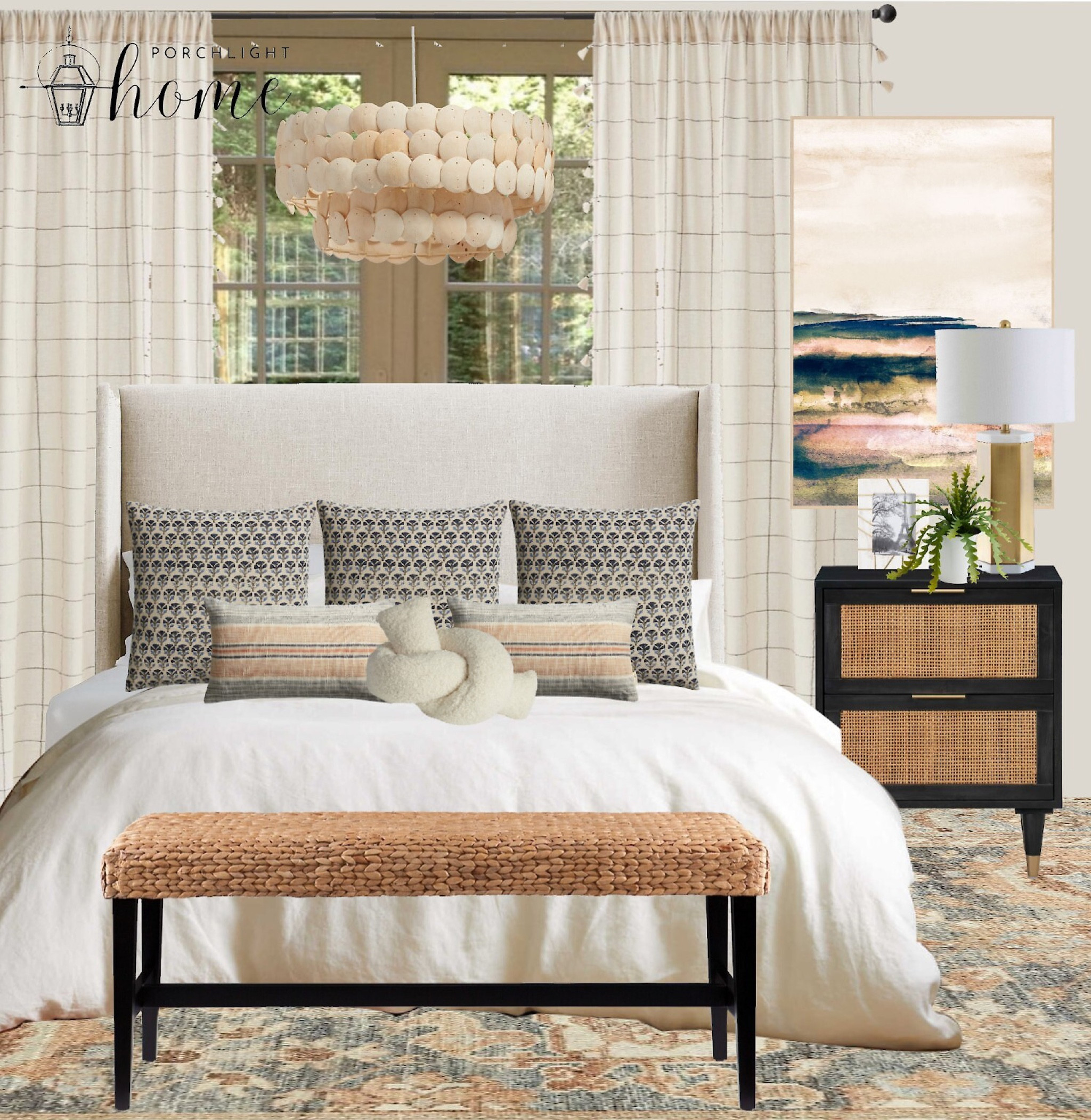 We love a serene bedroom. Check out these luxe, timeless pieces all available through World Market—many on sale! 😴 master bedroom, primary bedroom, luxe for less, bedroom rug, linen headboard, upholstered headboard, nightstand, night stand, lamp, curtains, bench, bed, pillows, wall art, bedroom art, bedroom lighting 

#LTKstyletip #LTKhome #LTKfamily