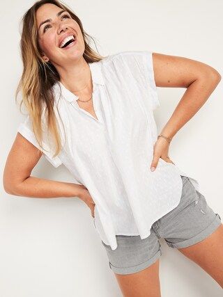 Oversized Textured Clip-Dot Short-Sleeve Shirt for Women | Old Navy (US)