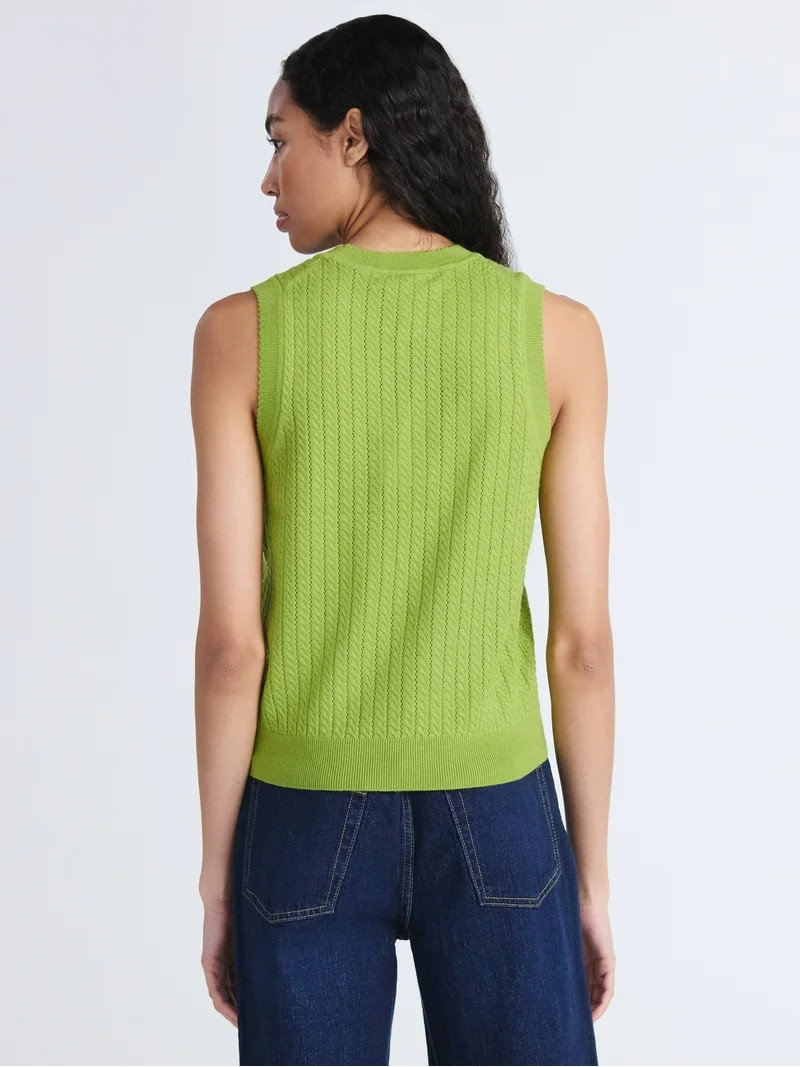 Free Assembly Women's Cozy Yarn Cable Sweater Shell, Sizes XS-XXL | Walmart (US)