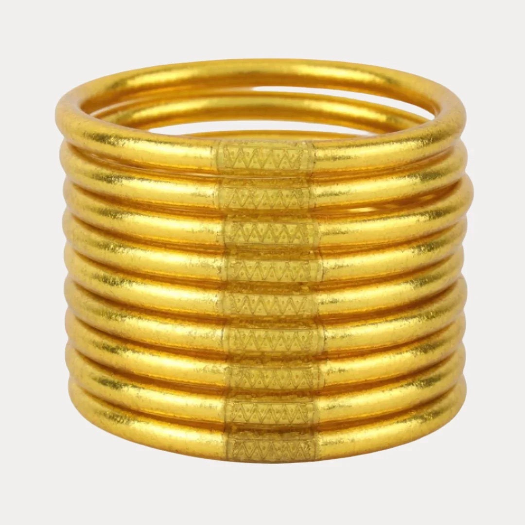 GOLD ALL WEATHER BANGLES® (SET OF 9) - SERENITY PRAYER
•BUHDAGIRL

#LTKStyleTip #LTKSaleAlert #LTKItBag