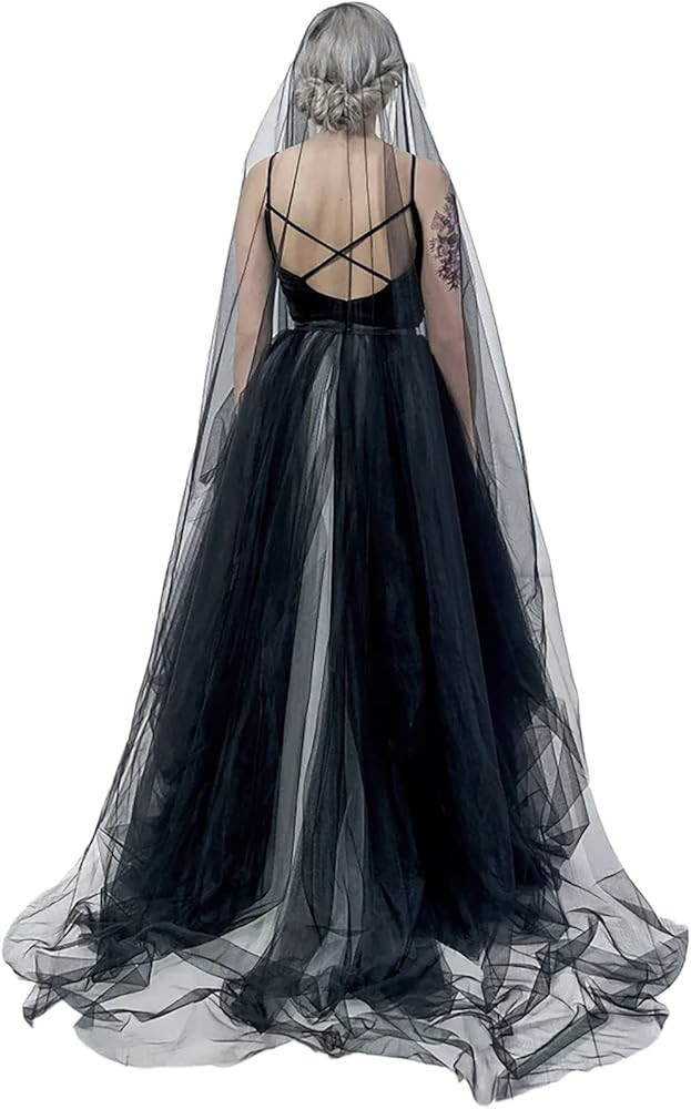 Acenail Black Veil Brides Wedding Veils Lace Short Bridal Veil Fingertip Women’s Veil Halloween... | Amazon (US)