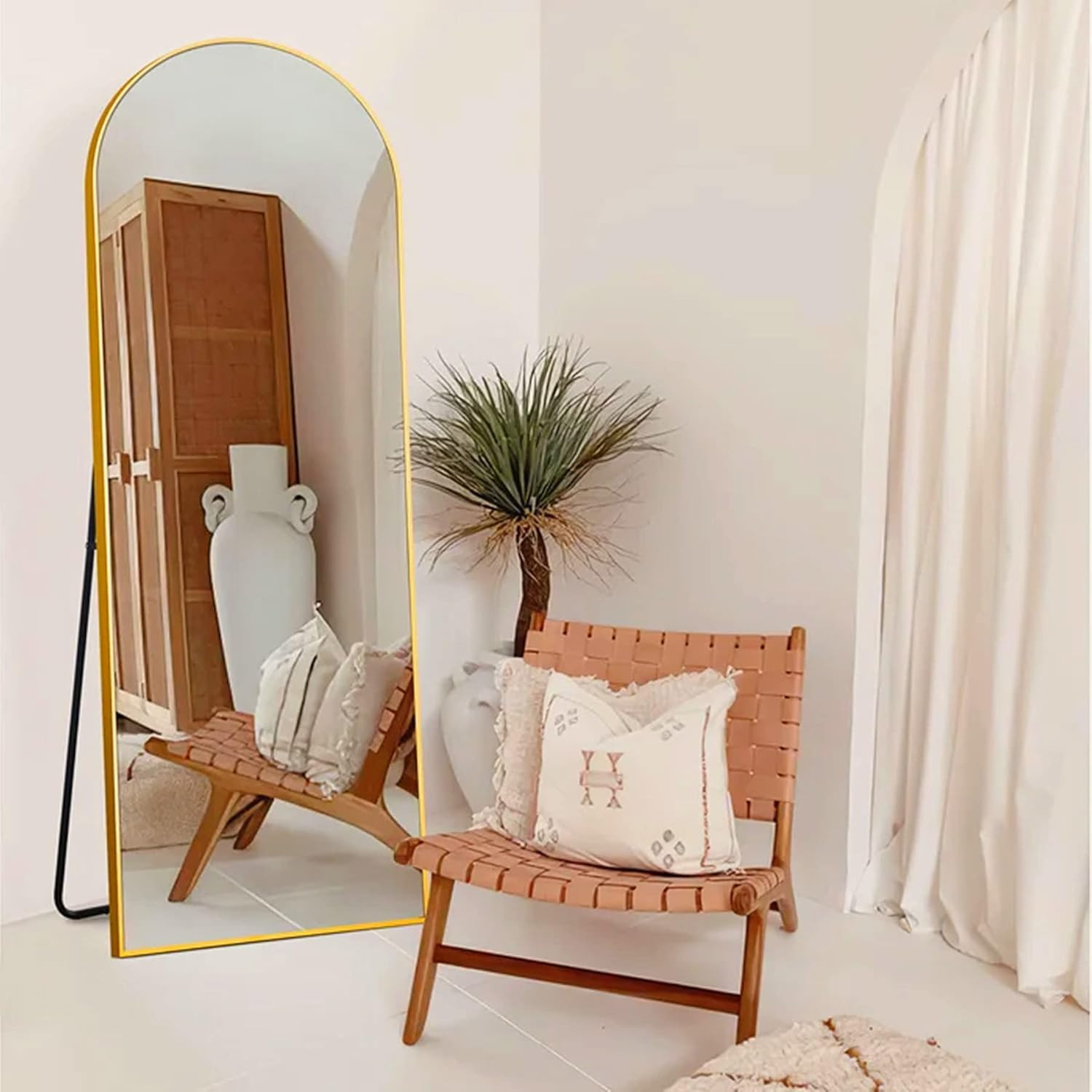 Pexfix Arched Floor Mirror 64''×22'' Full Length Mirror with Aluminum Alloy Frame Arched Full Bo... | Amazon (US)
