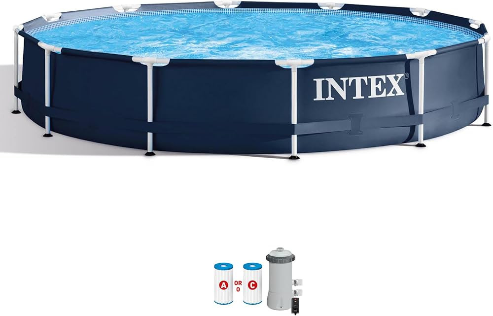 Amazon.com: Intex Metal Frame 12 Foot x 30 Inch Round Above Ground Outdoor Backyard Swimming Pool... | Amazon (US)