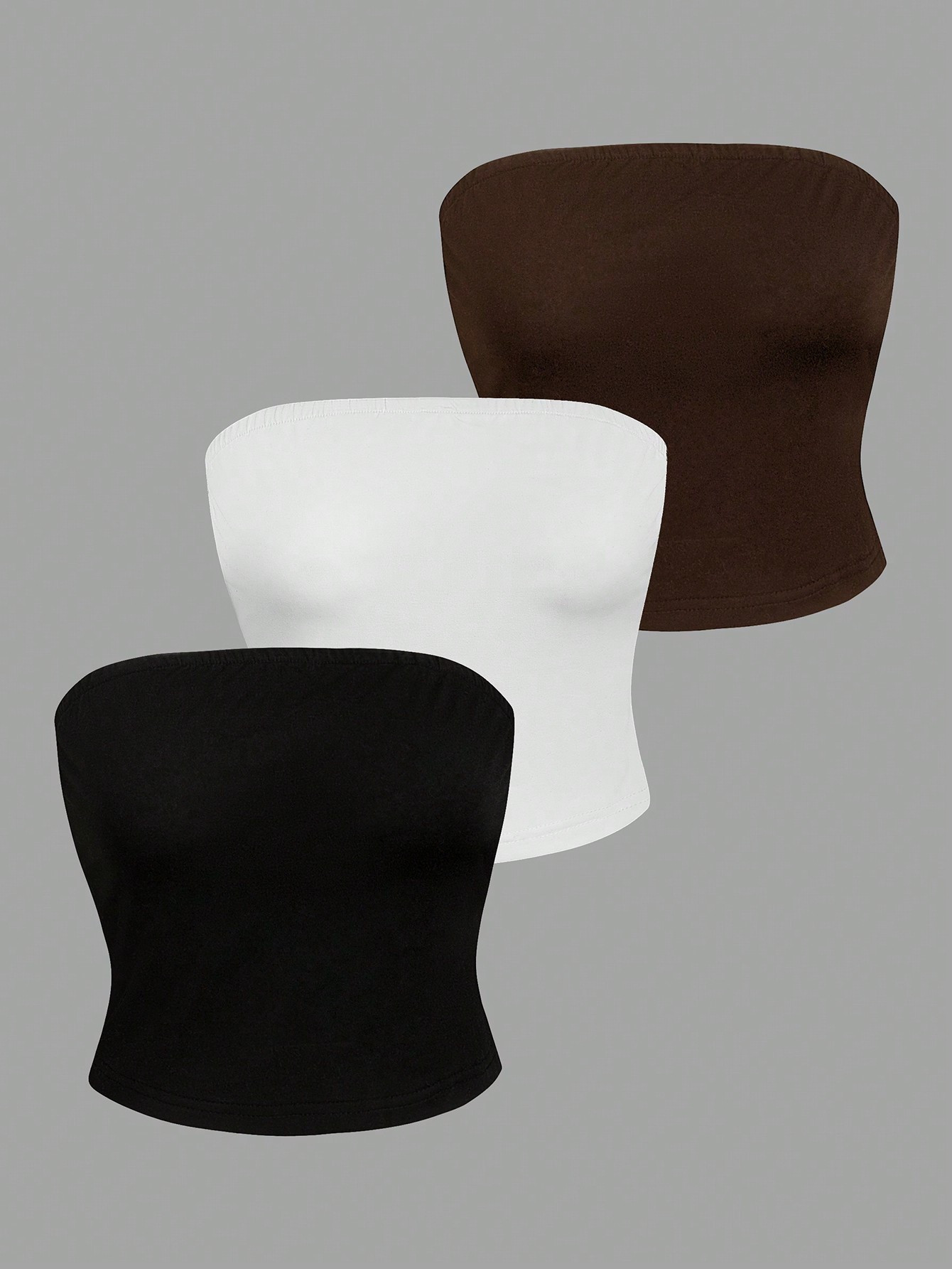 SHEIN Essnce 3pcs/set Ladies' Solid Color Strapless Top | SHEIN USA | SHEIN