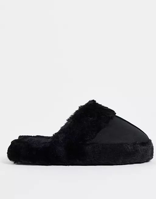 Miss Selfridge Black flatform slipper | ASOS (Global)