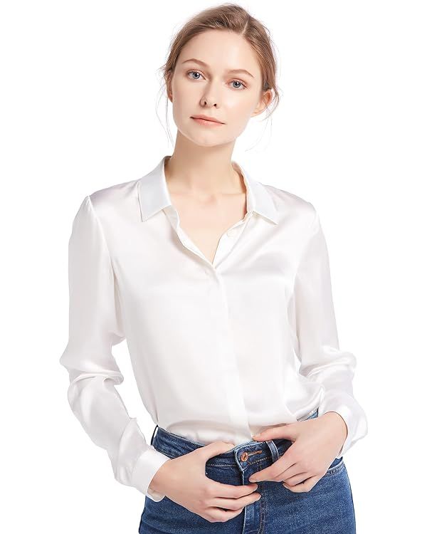 LilySilk Silk Blouse for Women 100% Pure Silk Long Sleeves Cool Smooth Tops | Amazon (US)