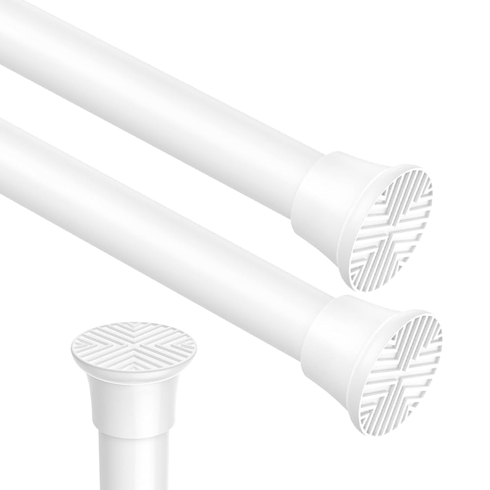 2pack Spring Tension Rods 18-36 Inch Adjustable White Tension Rod Spring Curtain Rod Extendable S... | Amazon (US)
