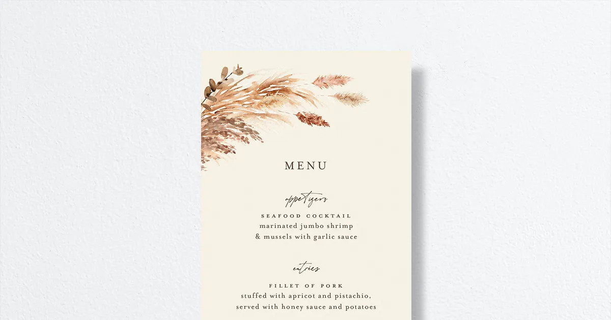 Soft Pampas Menus | The Knot 