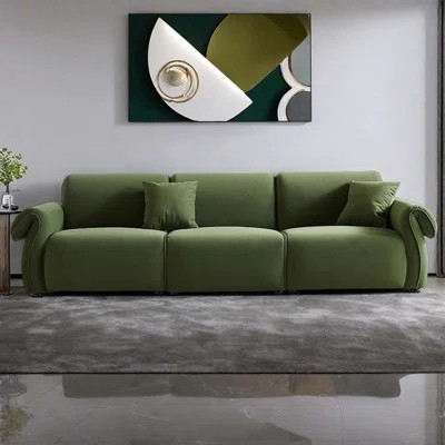 110.24-Inch Green Suede Sofa Romantic and Premium | Wayfair North America