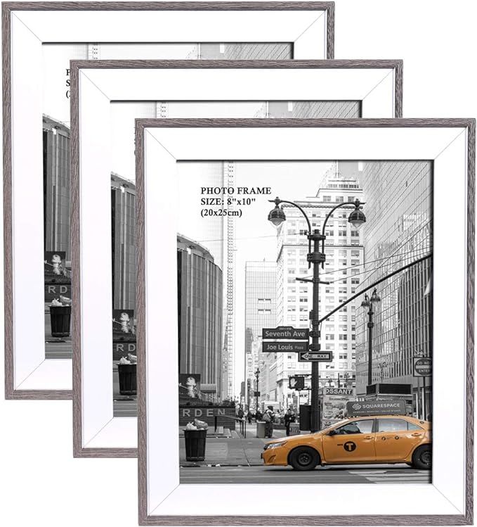 8x10 Picture Frame (3 Pack, Grey Woodgrain), Photo Frame 8x10 for Table Top Display and Wall Moun... | Amazon (US)