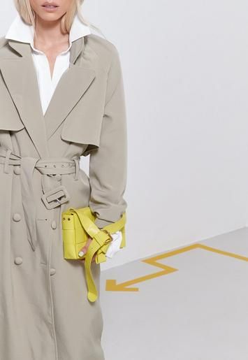 Missguided - Premium Sage Covered Buckle Trench Coat | Missguided (US & CA)