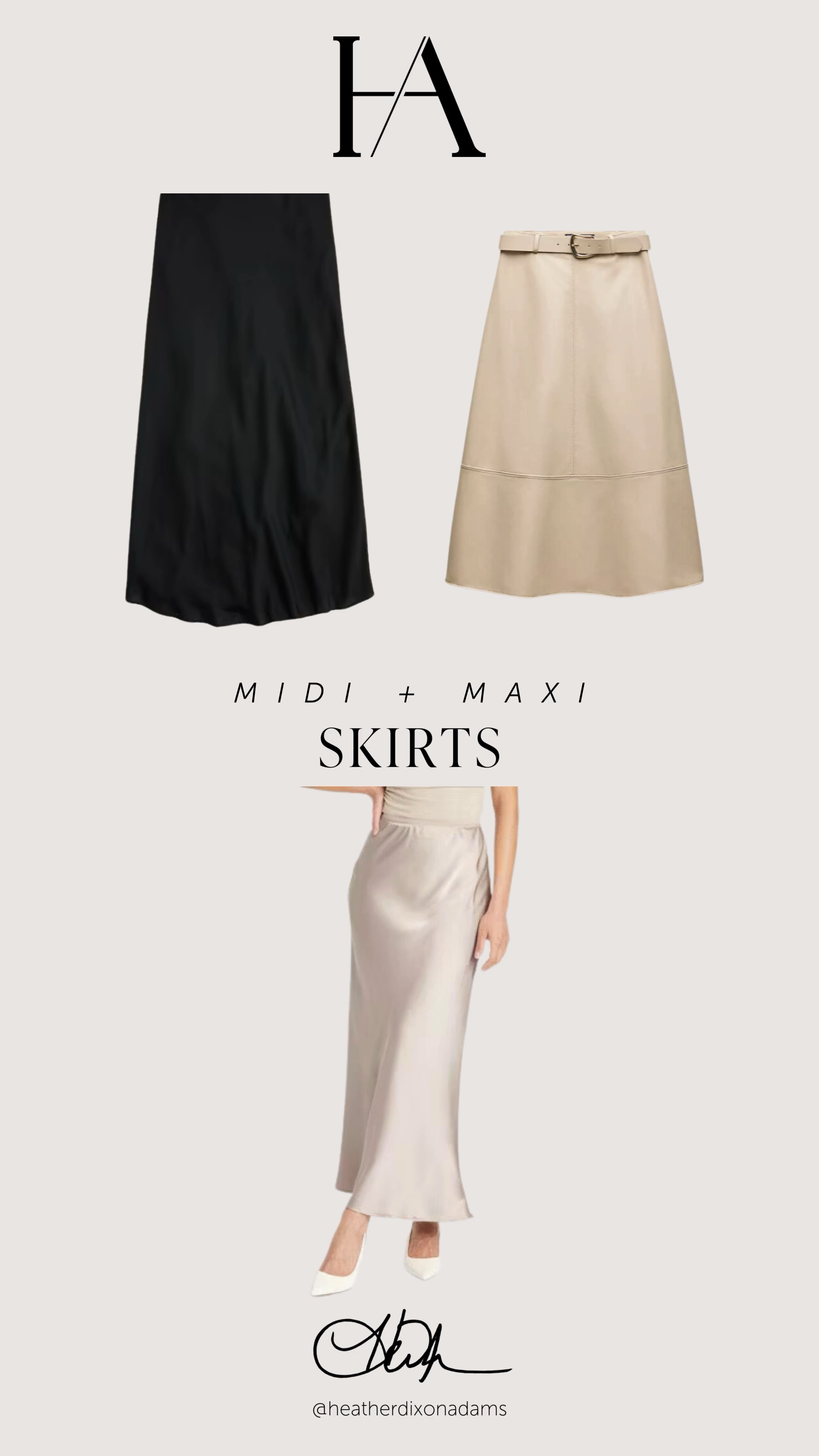 This falls midi + maxi skirt guide. The top right skirt can be found at Zara (Faux Leather Layered Skirt | Color: Sand)

#LTKStyleTip #LTKOver40 #LTKSeasonal