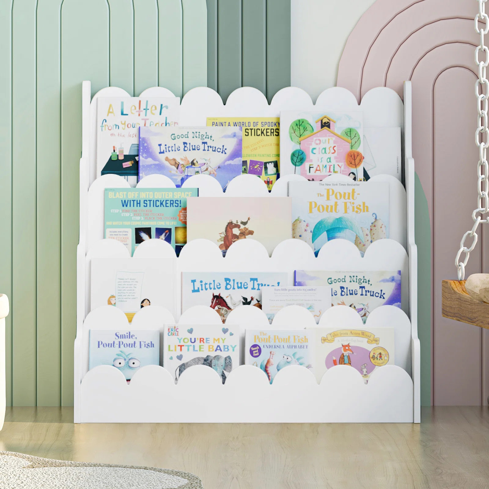 Wavy Wooden Front Facing Bookshelf | Wayfair North America