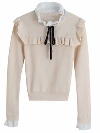 'Rosie' Ruffle Neck Bow Knit Top (2 Colors) | Goodnight Macaroon