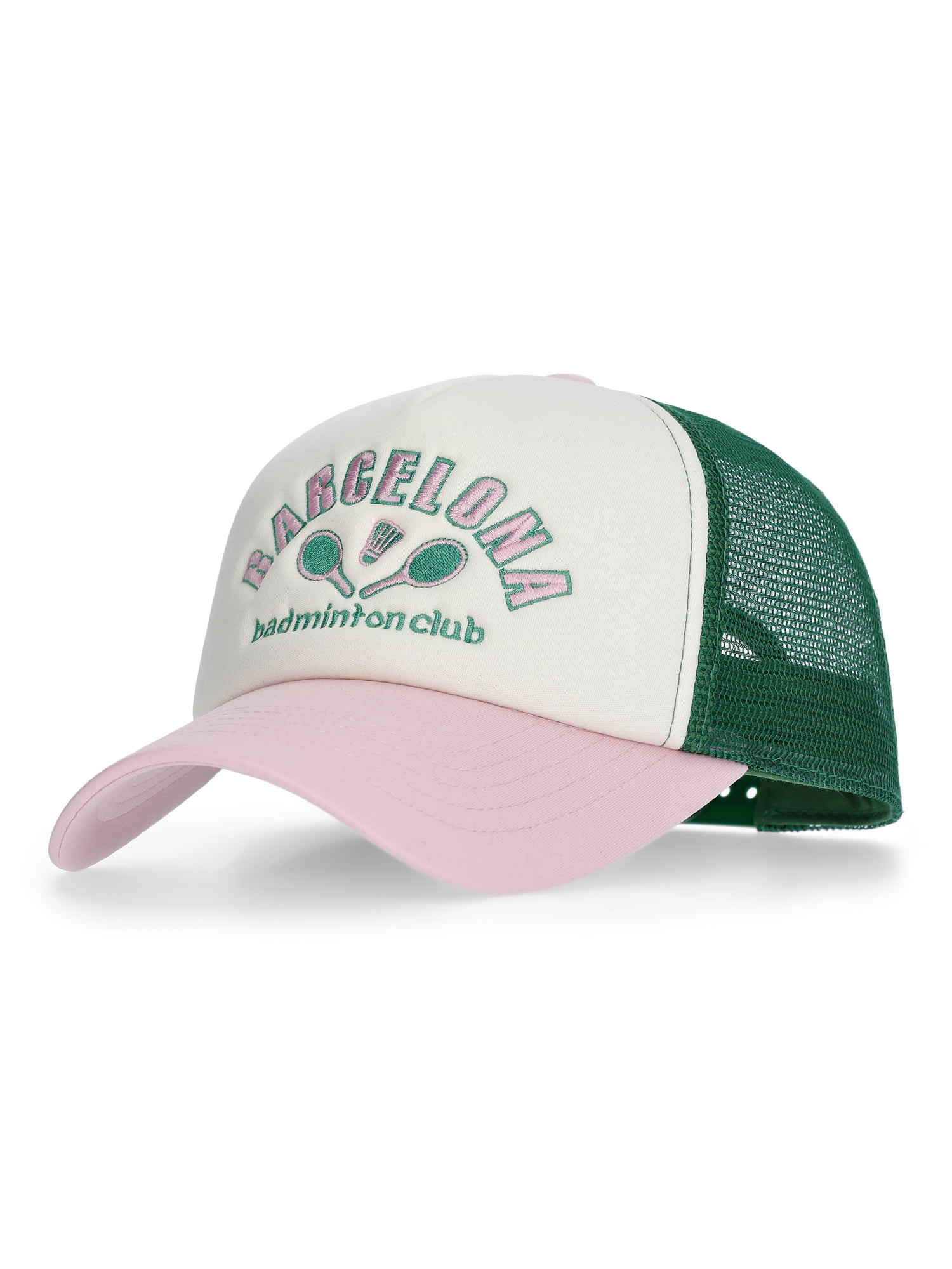 No Boundaries Embroidered Graphic Trucker Hat, Women's, Pink | Walmart (US)