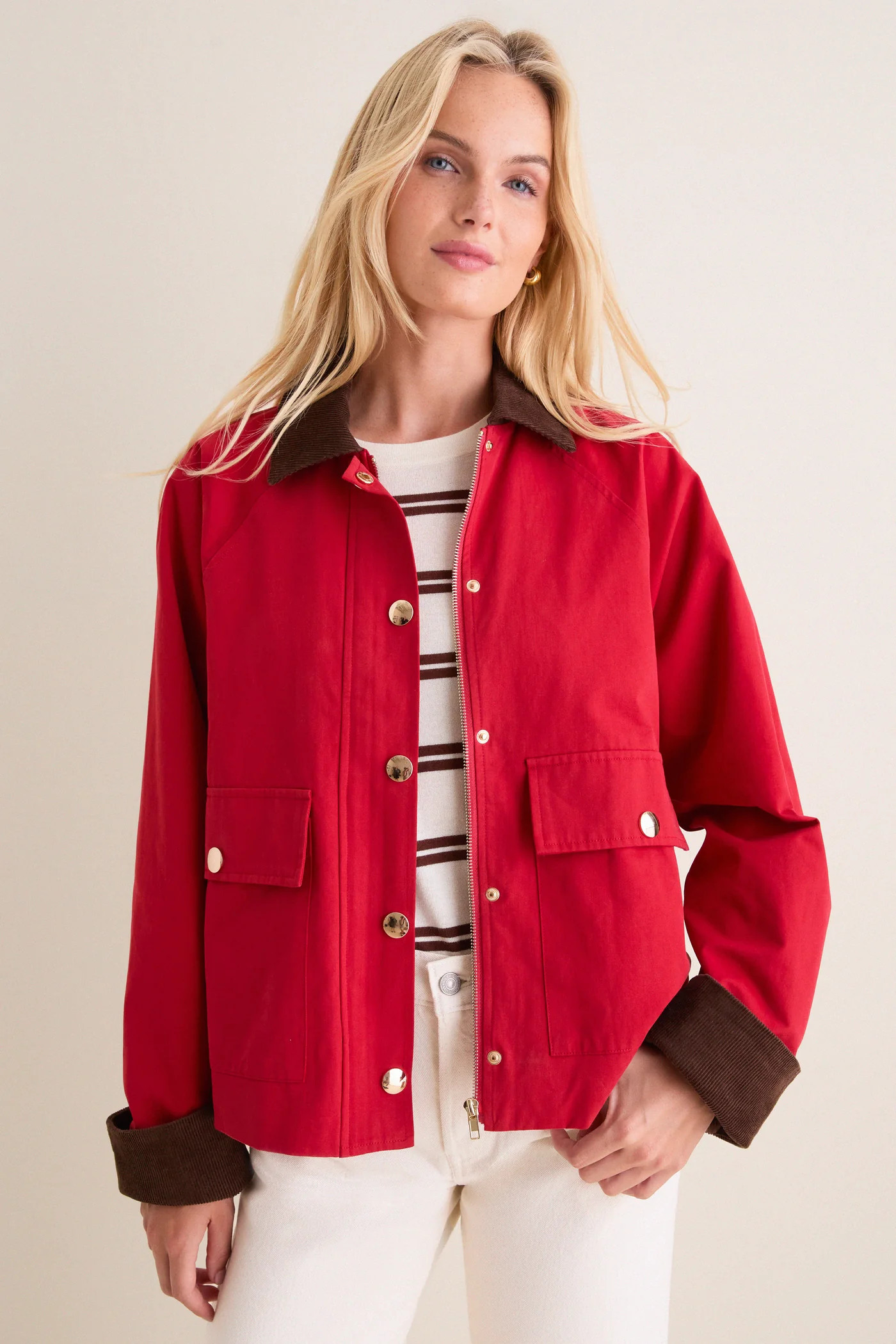 Crimson & Brown Corduroy Trim Liam Chore Jacket | Tuckernuck (US)