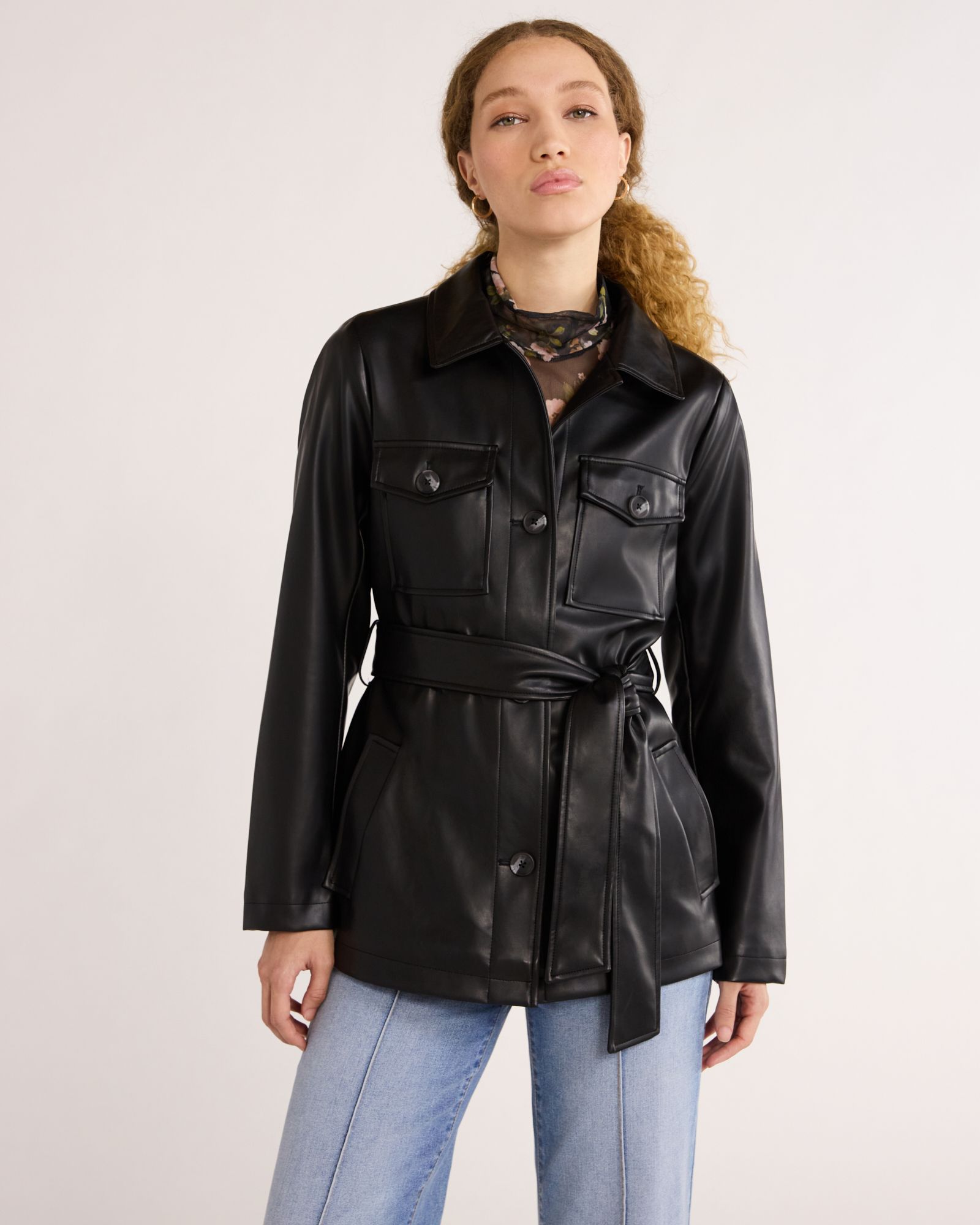 Time and Tru Women's and Women's Plus Faux Leather Cropped Belted Trench, Sizes XS-3X | Walmart (US)