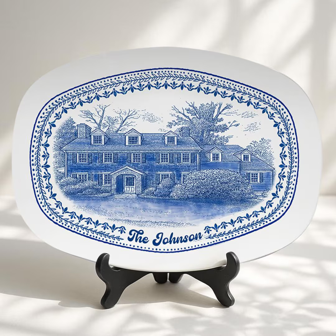 Custom House Portrait Plate, Personalized Home Platter From Photo, Unique Housewarming Gift, Moth... | Etsy (US)