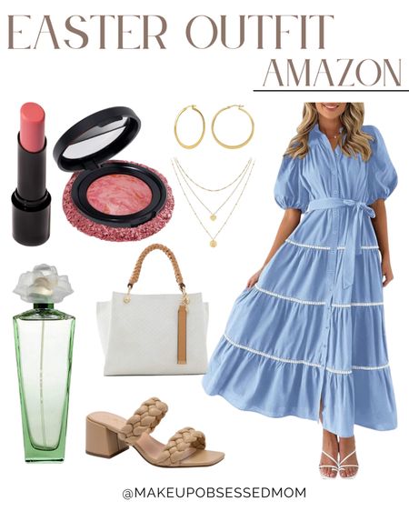 Grab this pretty pastel blue button-down wrap dress for your Easter outfit! Pair it with a white handbag and sandals, then you're good to go! 
#modestlook #amazonfinds #springfashion #affordablestyle

#LTKshoecrush #LTKSeasonal #LTKstyletip