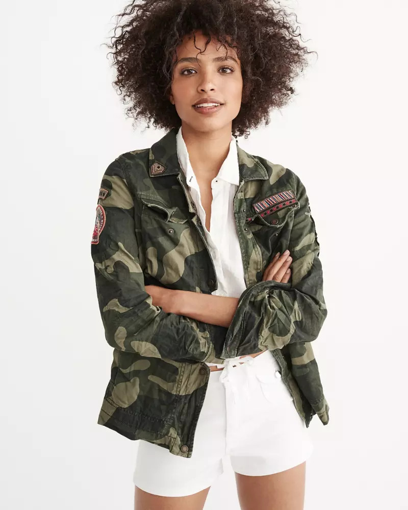 Patch Twill Shirt Jacket | Abercrombie & Fitch US & UK