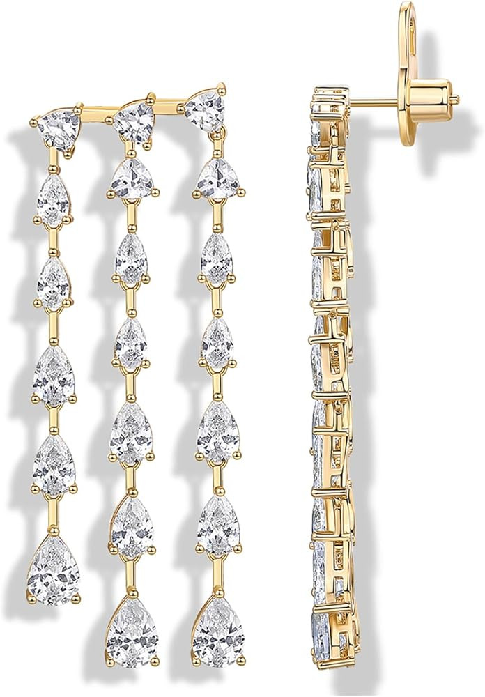 PAVOI 14K Gold Plated Long Tassel Dangle Earrings for Women - 925 Sterling Silver Posts Elegant R... | Amazon (US)